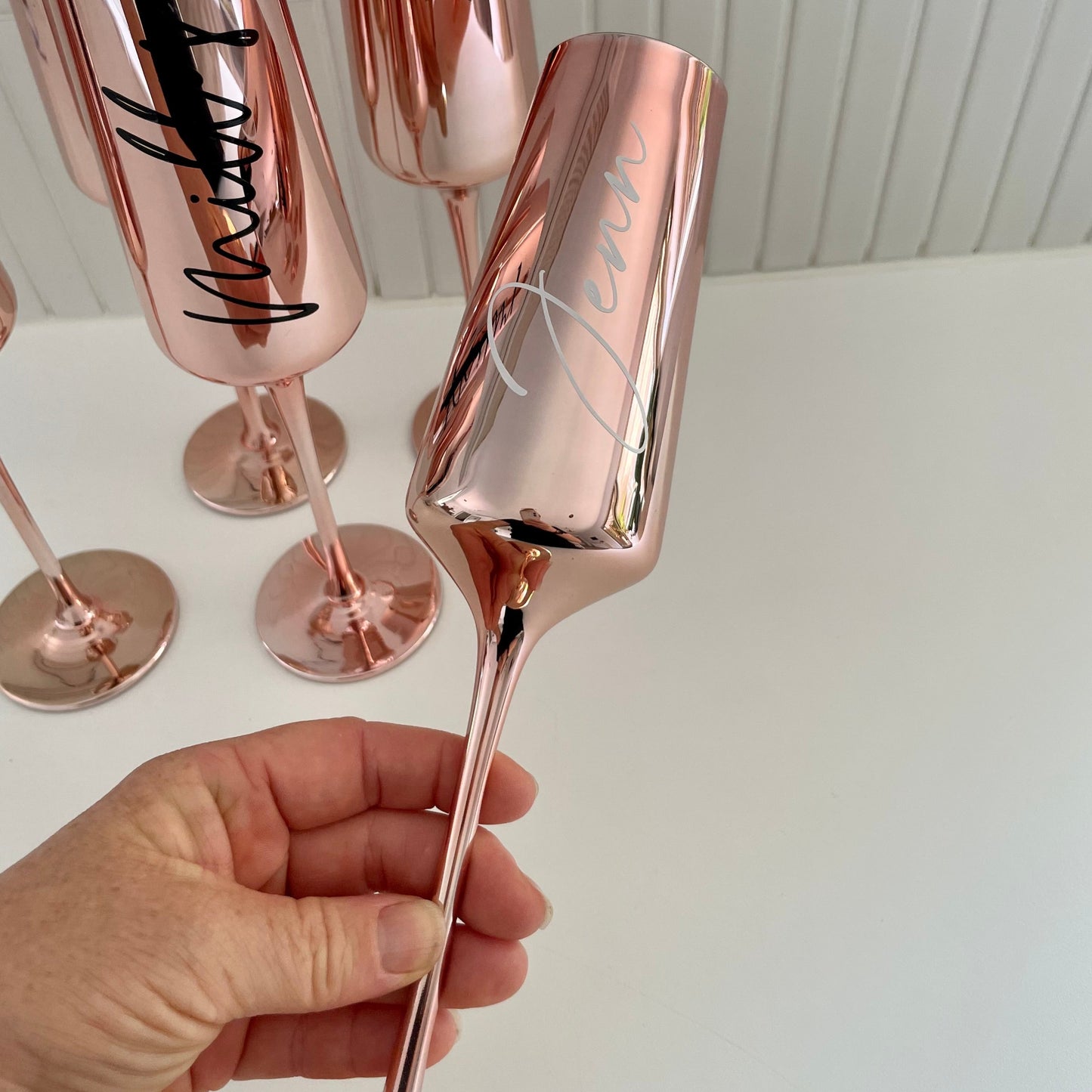 Rose Gold Metallic Flute Glass