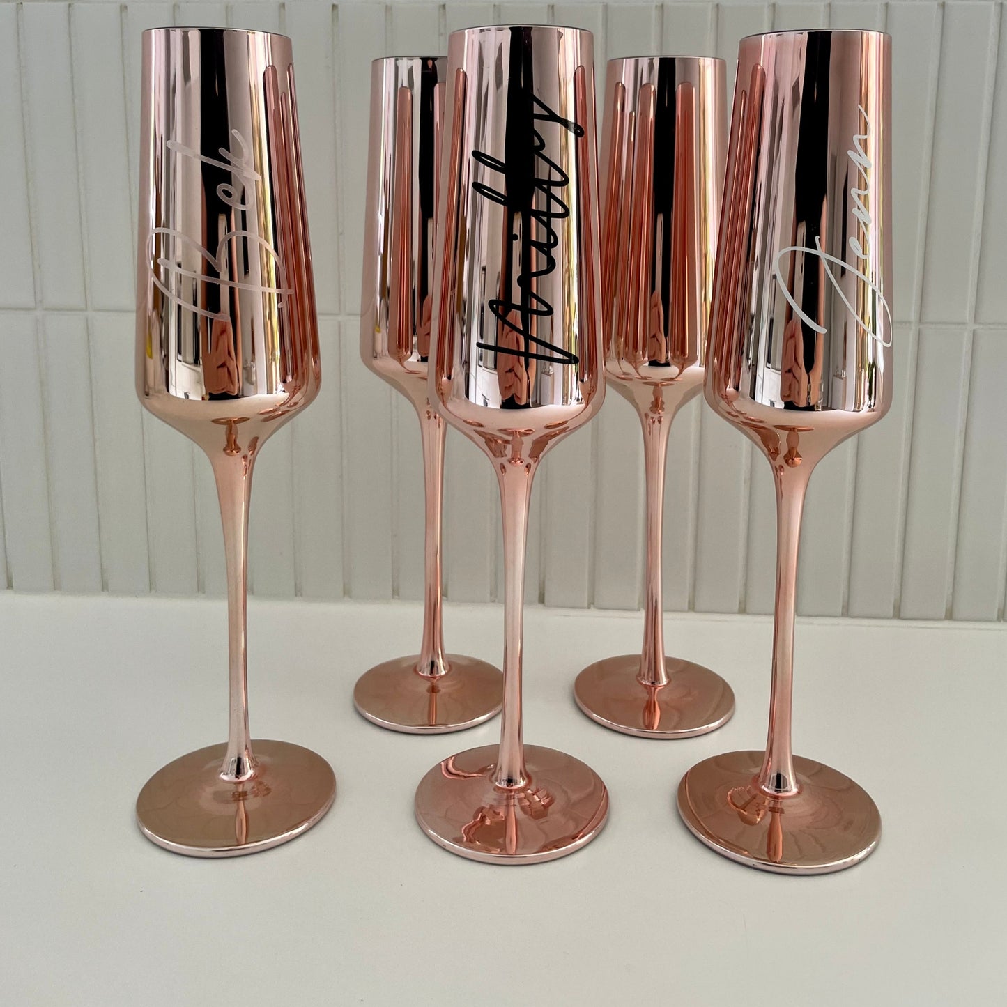 Rose Gold Metallic Flute Glass