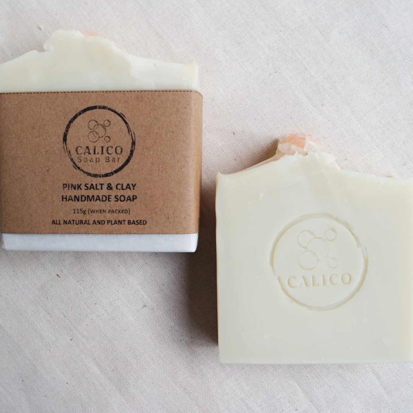 Calico handmade soap bar - Pink salt & clay