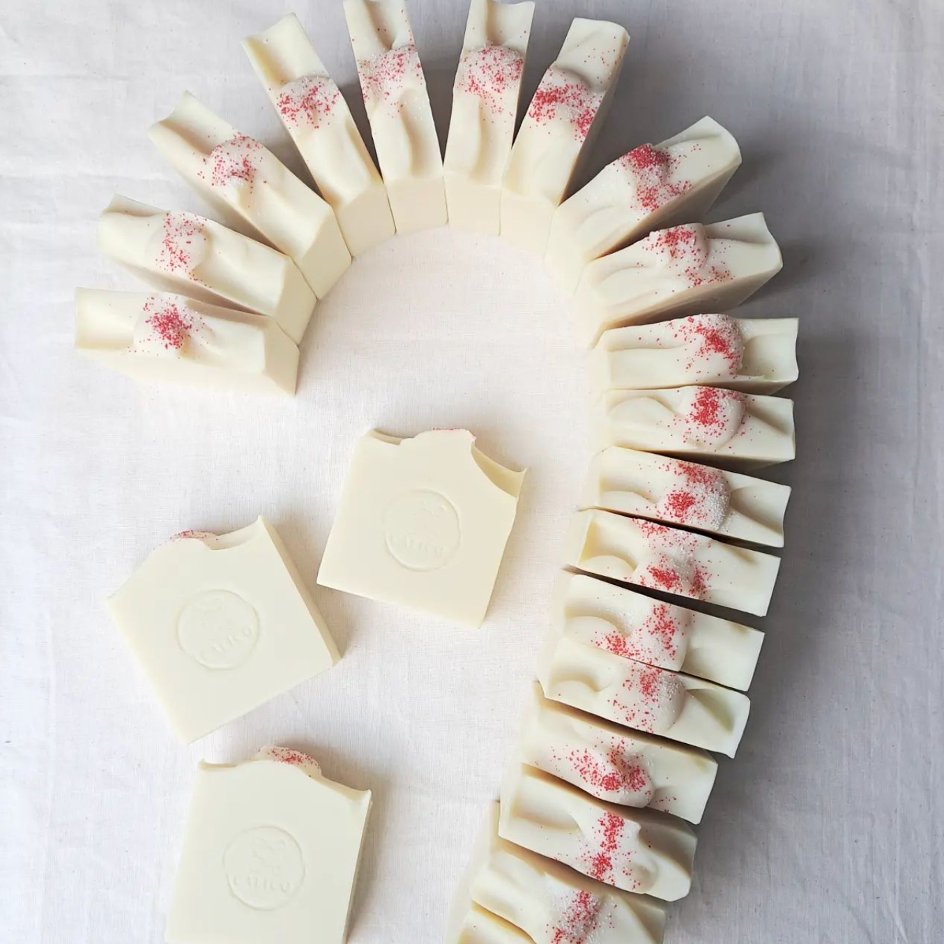 Calico handmade soap bar - Candy Cane