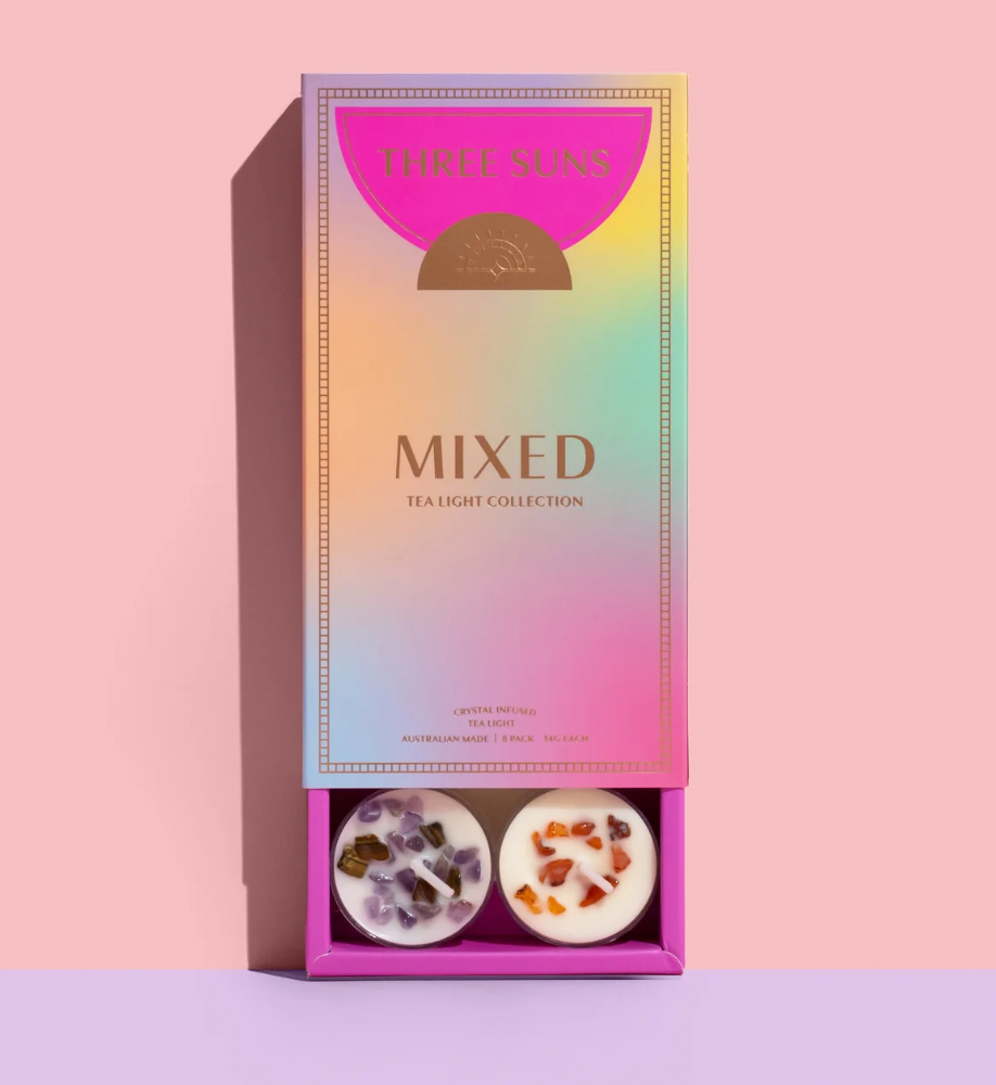 Mixed 10pk Crystal Tea Light Candles - THREE SUNS