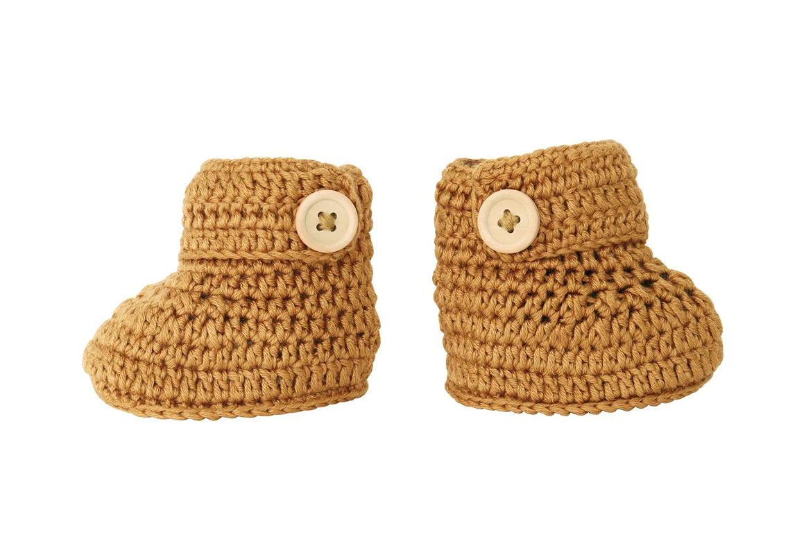 Crochet Bonnet & Bootie Set - Cinnamon