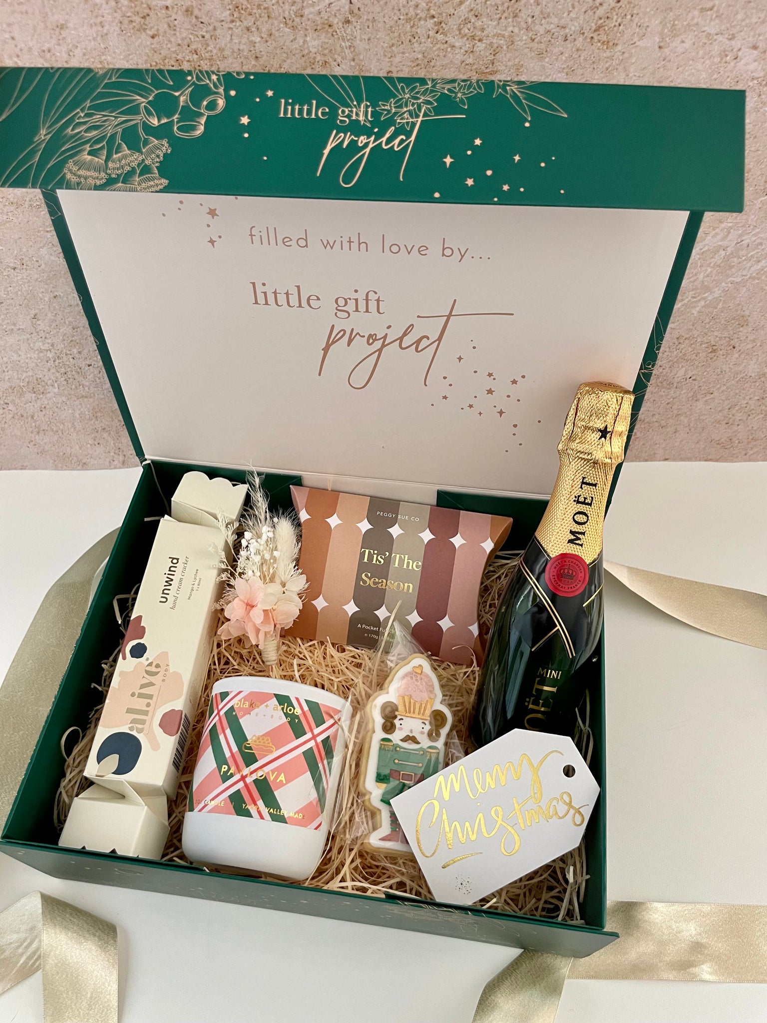 Personalised Aussie Native Gift Box (inc name, ribbon, wood wool filling + FREE Gift Tag)