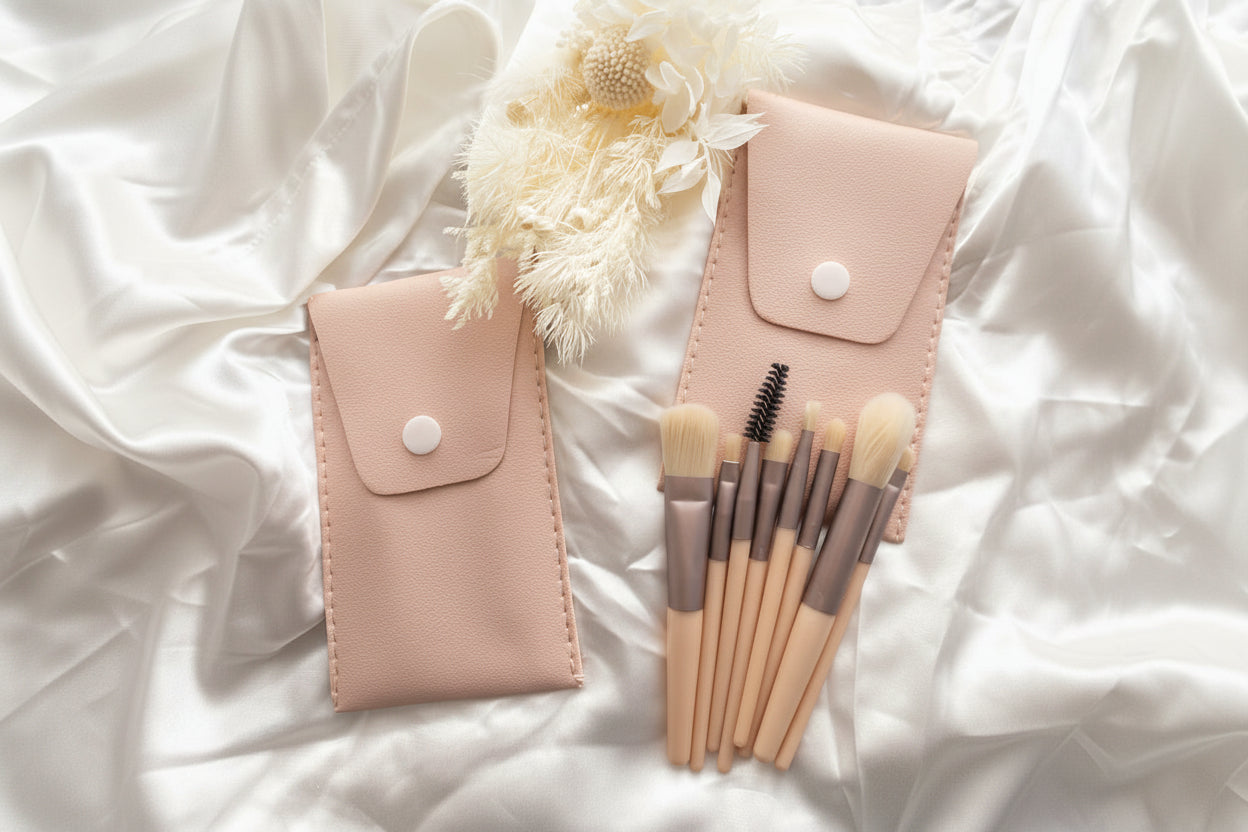 Personalised travel makeup brush set - 9pc
