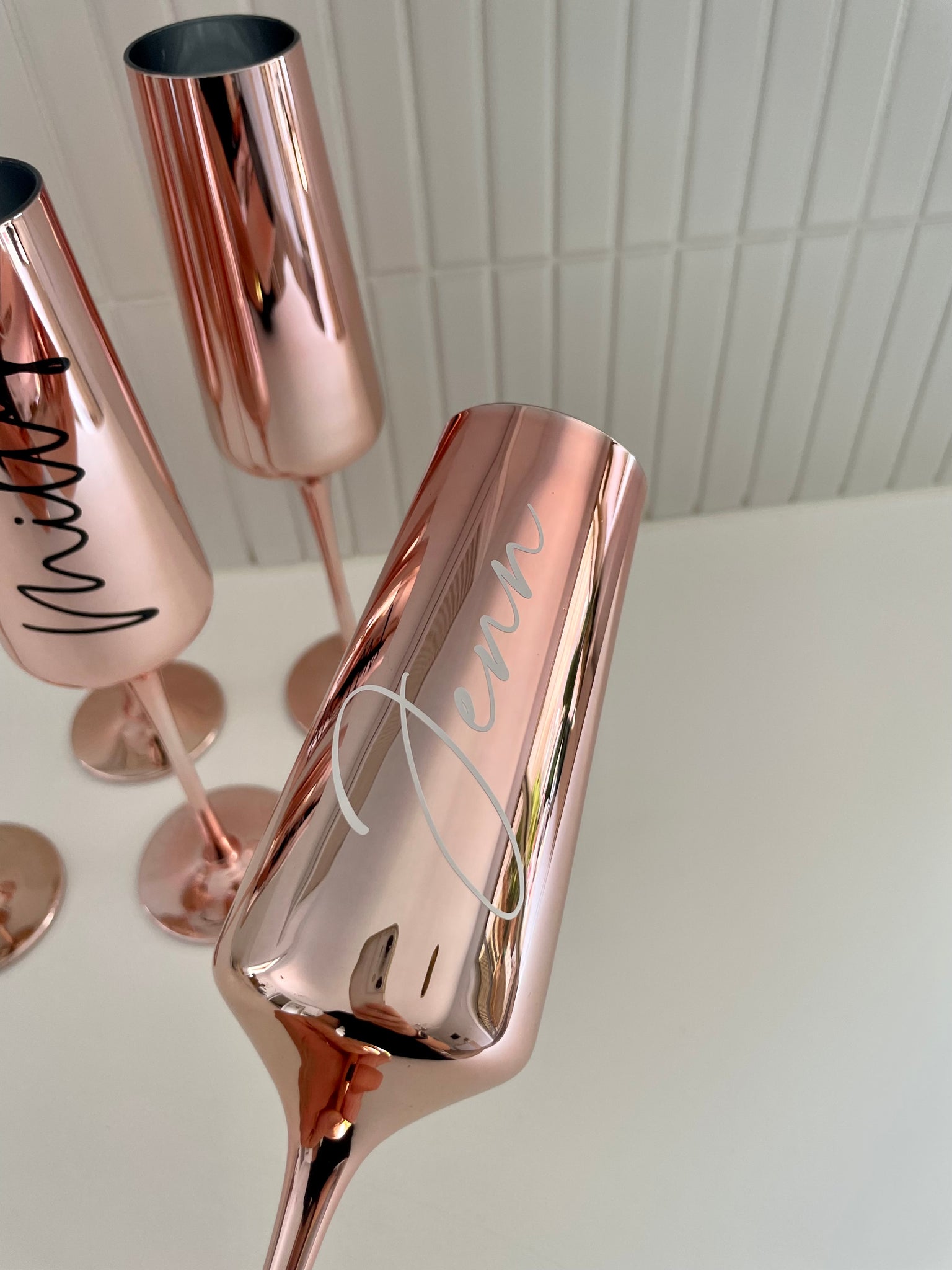 Rose Gold Metallic Flute Glass