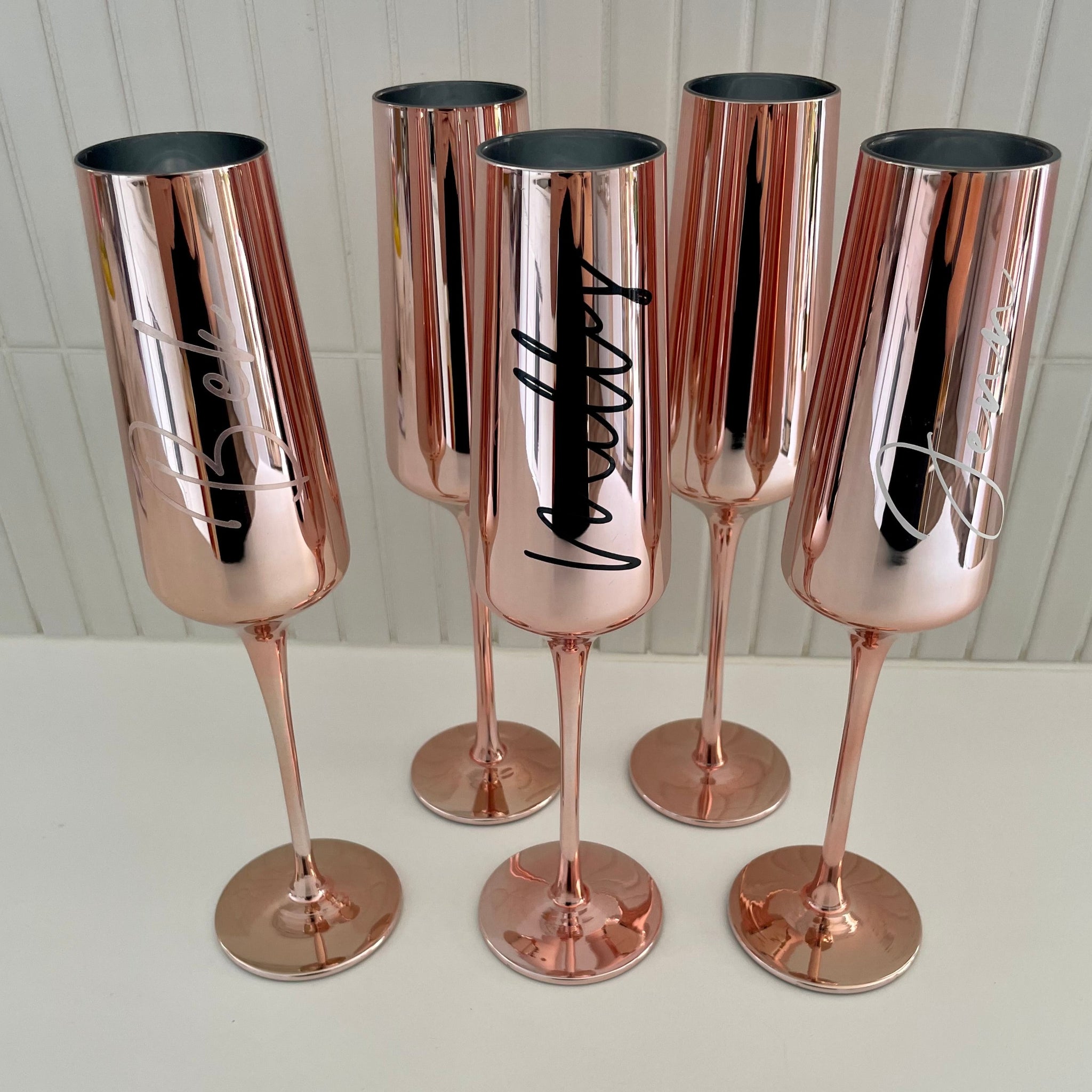 Rose Gold Metallic Flute Glass