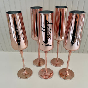Rose Gold Metallic Flute Glass
