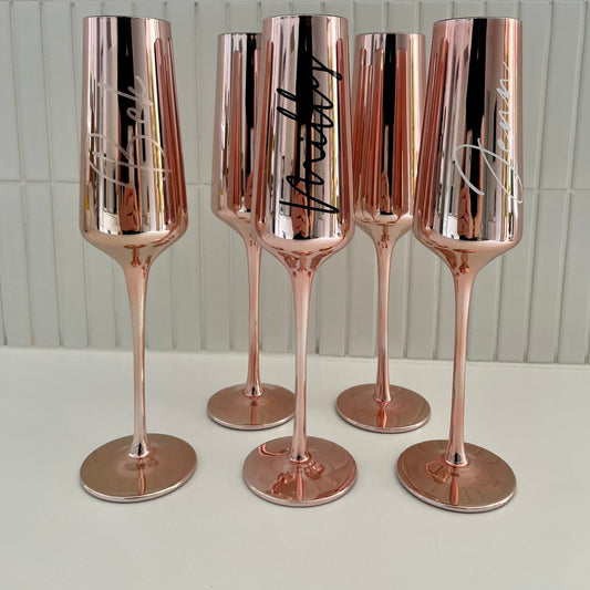 Rose Gold Metallic Flute Glass