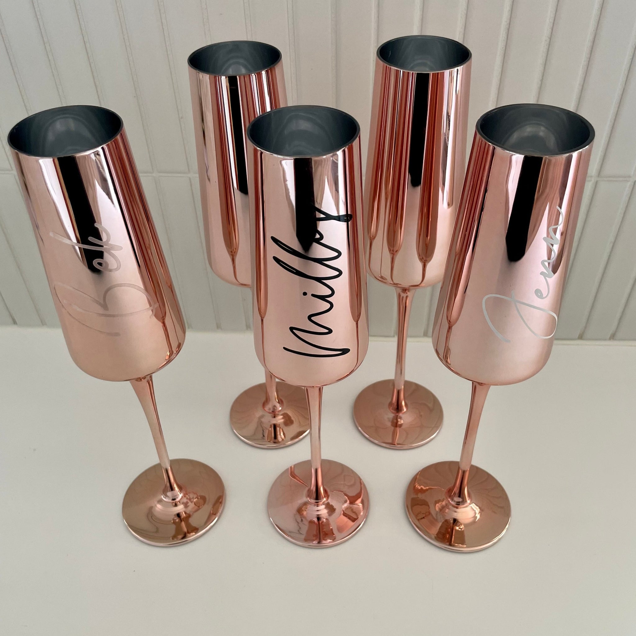 Rose Gold Metallic Flute Glass