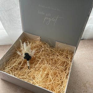 Personalised Palm Gift Box (inc name, ribbon, wood wool filling + FREE Gift Tag)