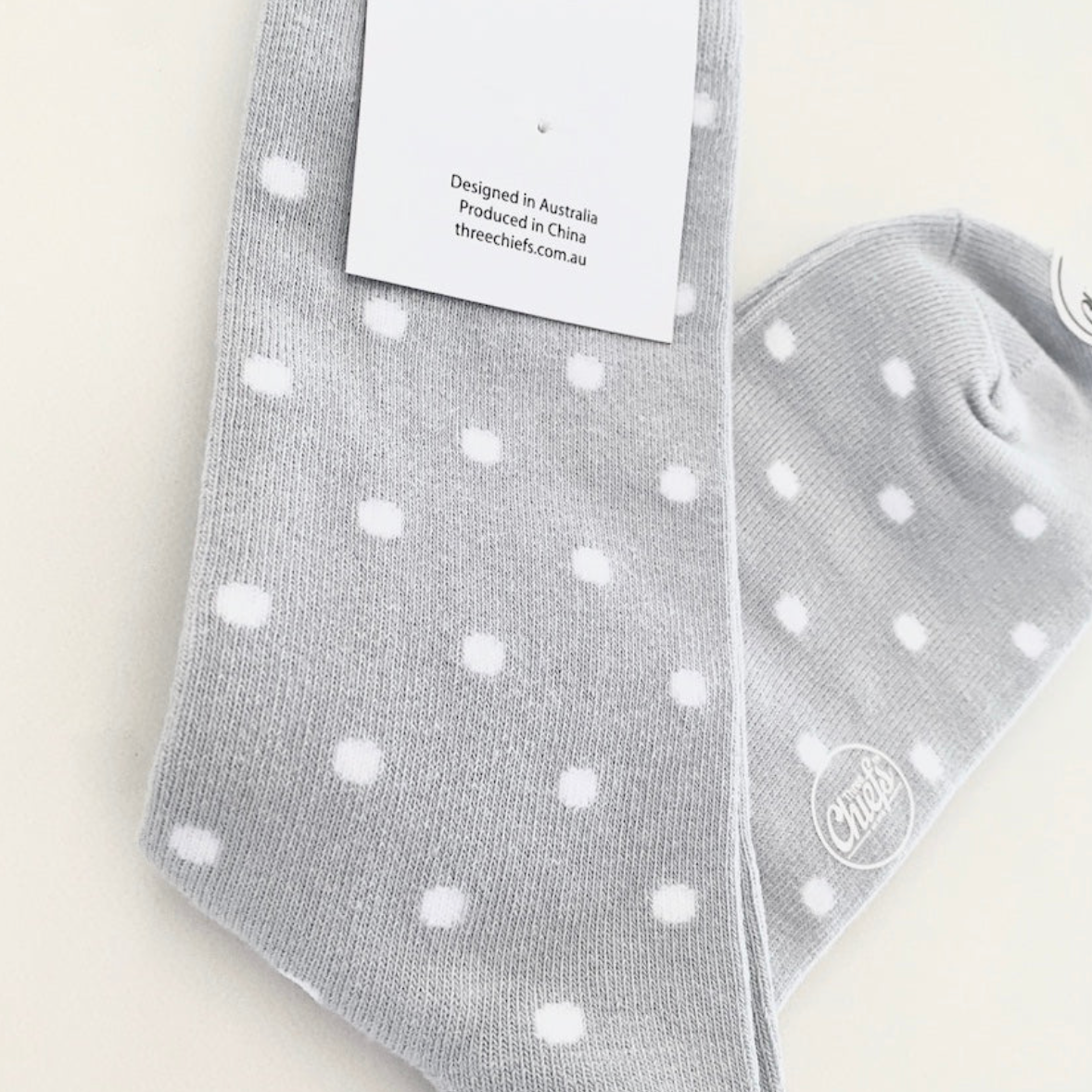 Three Chiefs Grey/White Polka Socks