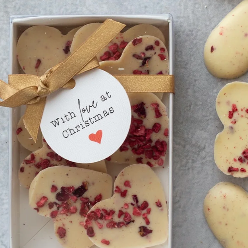 Raspberry & Rose Petal Hearts - With love at Christmas
