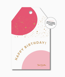 Pink birthday bubbles gift tag
