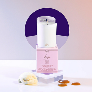 Crystal Candle of LOVE *CREAMY VANILLA GELATO & CARAMEL FROSTING with rose quartz*