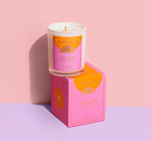 Crystal Candle of LOVE *CREAMY VANILLA GELATO & CARAMEL FROSTING with rose quartz*