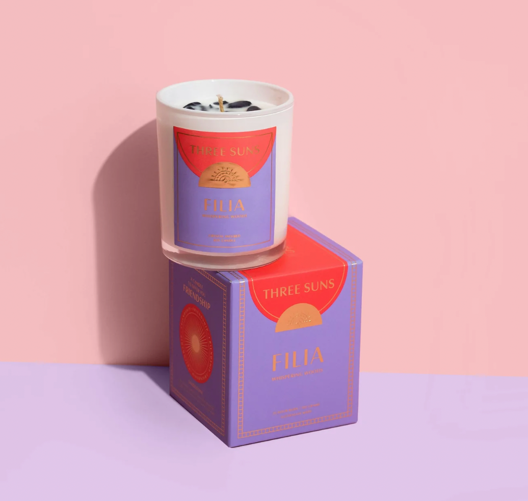 Crystal Candle of FRIENDSHIP *Whispering woods with sandstone crystals*