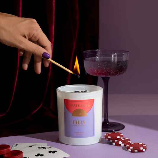 Crystal Candle of FRIENDSHIP *Whispering woods with sandstone crystals*