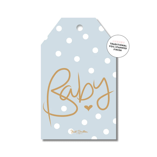 Baby Polka Dot Blue Gift Tag