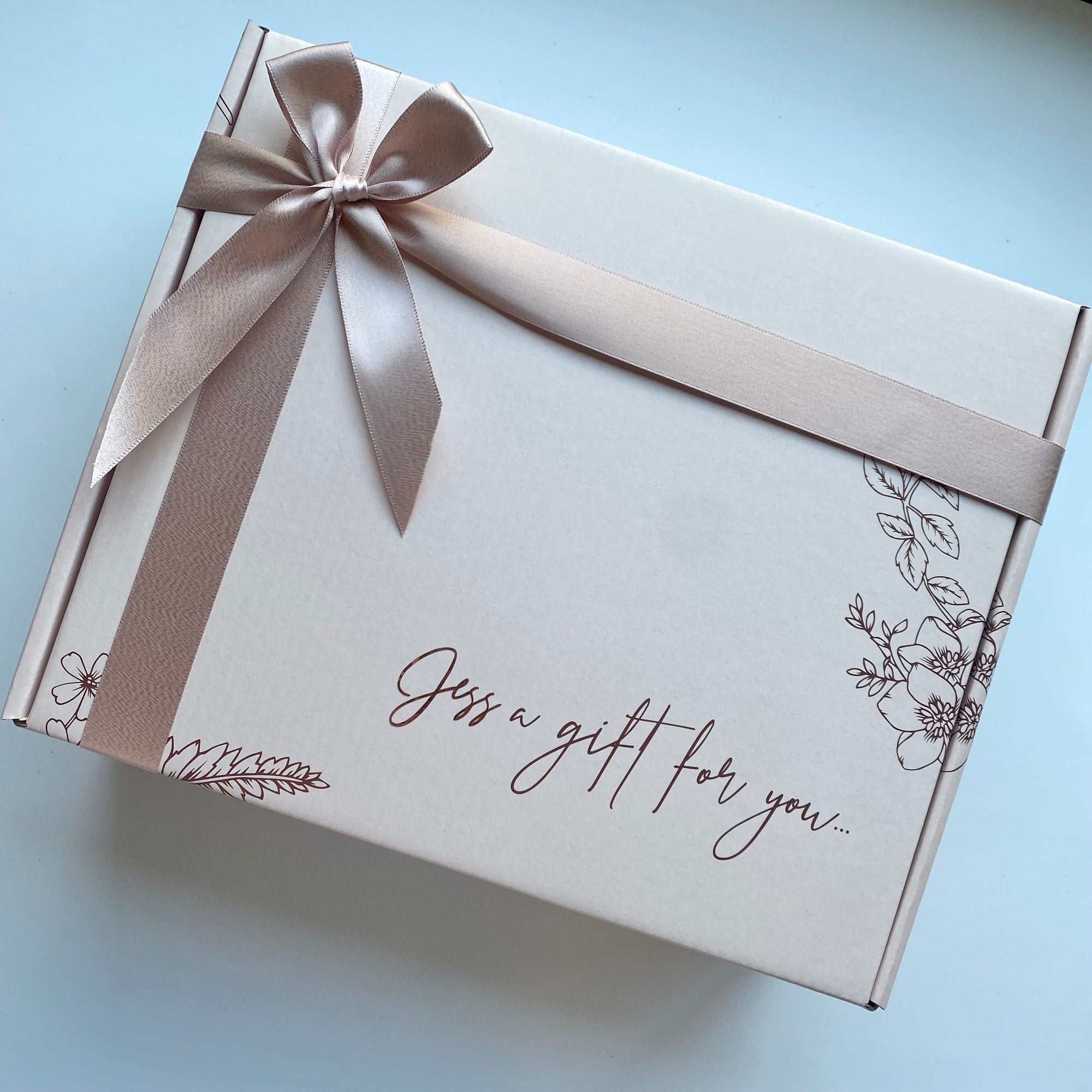 Personalised Gift Box (inc name, ribbon, wood wool filling + FREE Gift Tag)