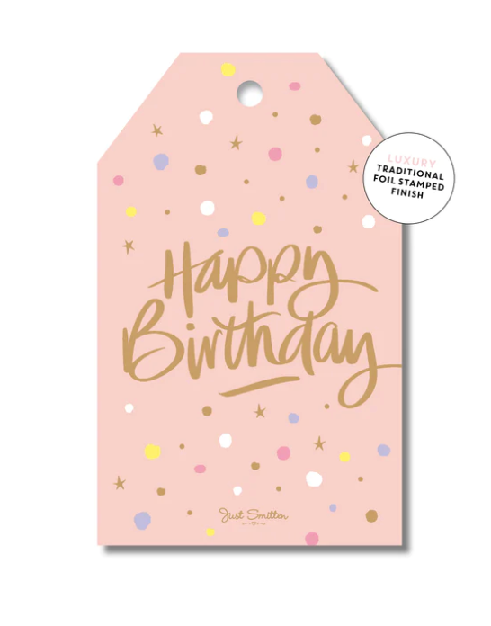 Peachy Confetti Birthday Gift Tag