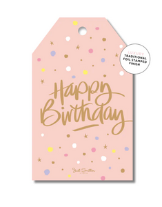 Peachy Confetti Birthday Gift Tag