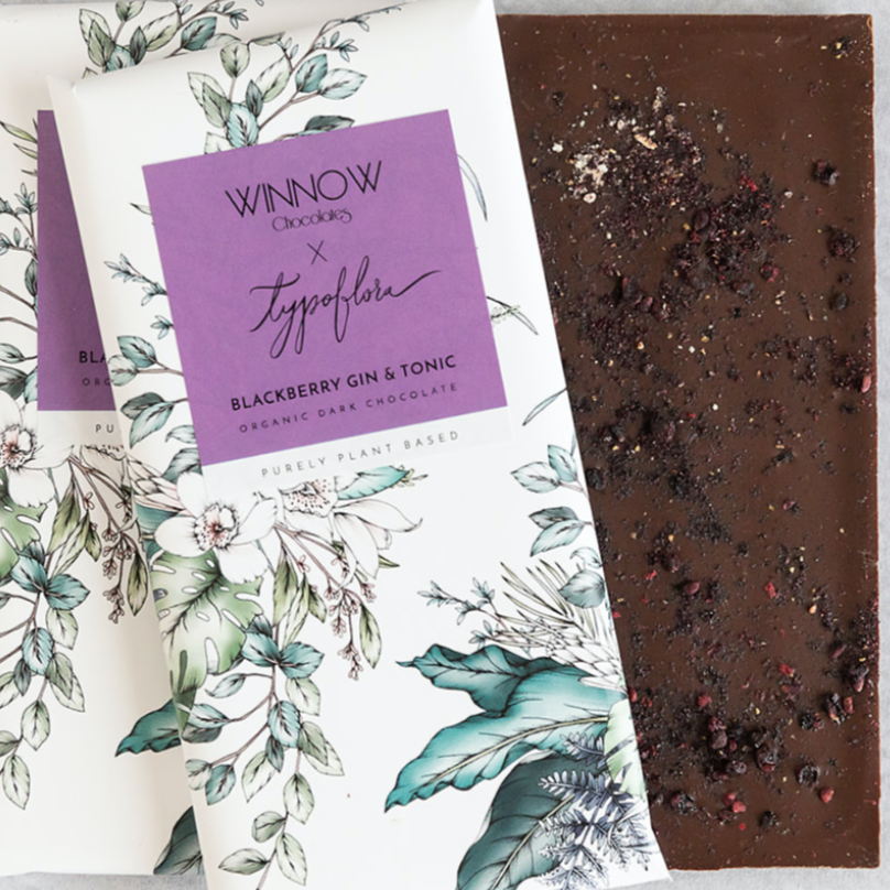 Blackberry Gin & Tonic Winnow Premium Chocolate Bar (Purely Plant Based)