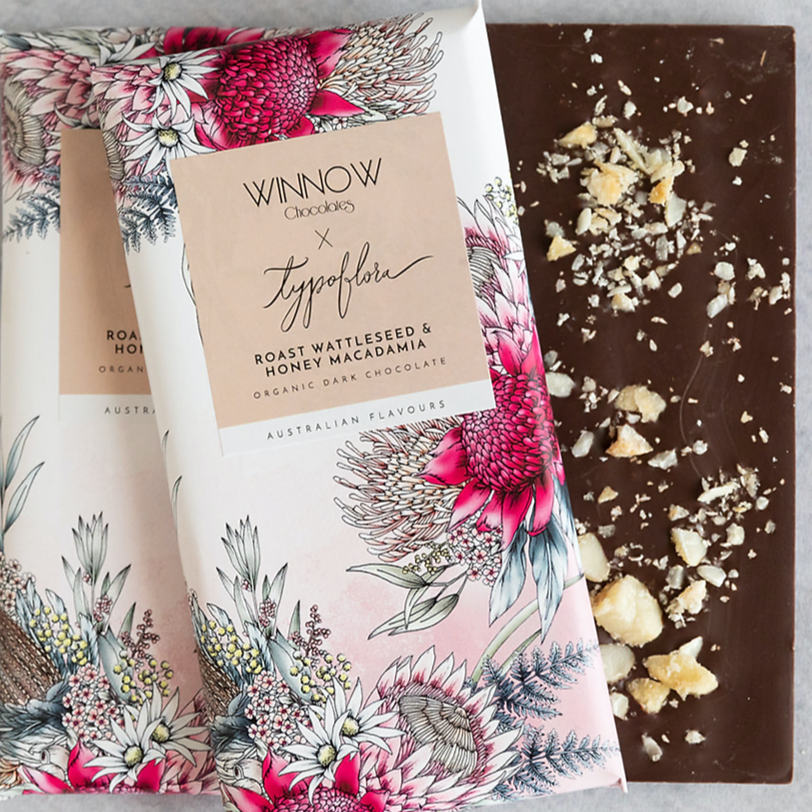 Roast Wattleseed & Honey Macadamia Winnow Premium Chocolate Bar