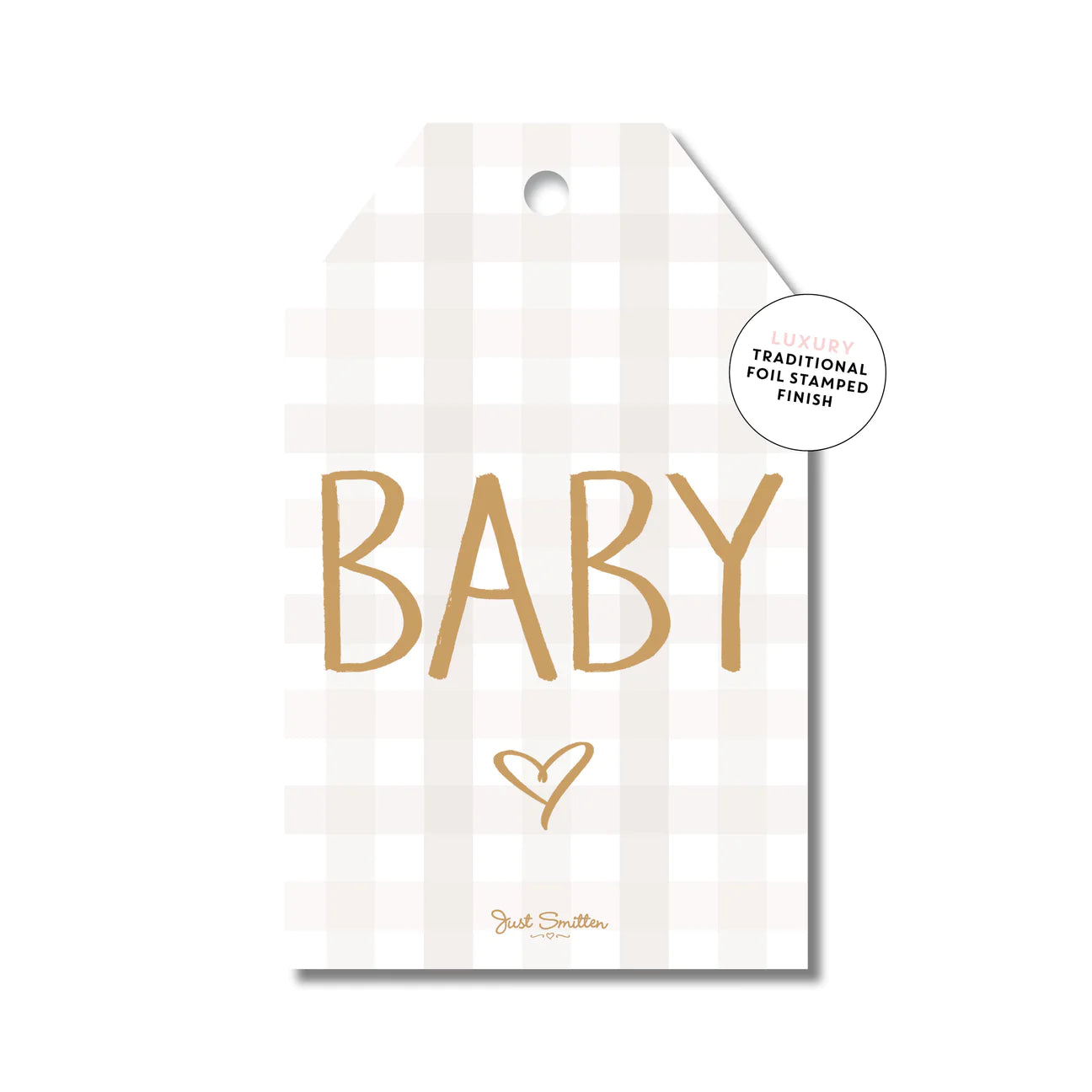 Baby Gingham Beige Gift Tag