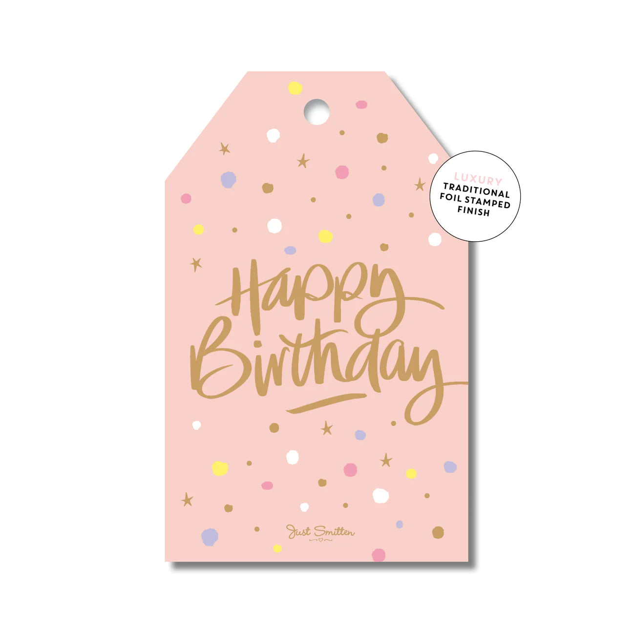 Peachy Confetti Birthday Gift Tag