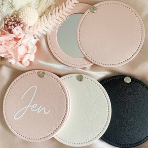 Personalised Leather Look Compact Mirror
