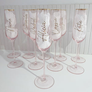 Pink Tinted Flute Glass